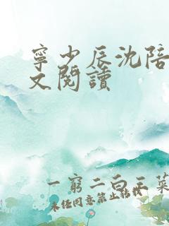 宁少辰沈陪一全文阅读