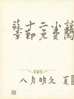 苏十二小说最新章节免费阅读全文