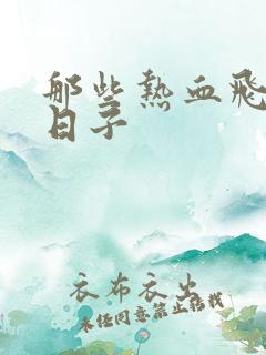 那些热血飞扬的日子