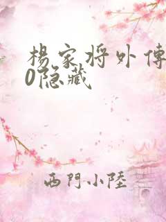 杨家将外传2.0隐藏