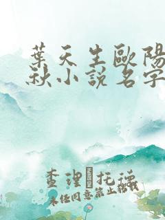 叶天生欧阳欣忆秋小说名字