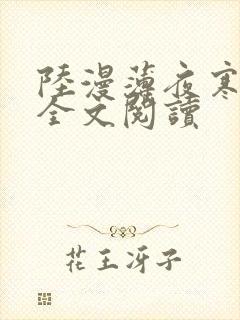 陆漫薄夜寒免费全文阅读