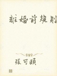 离婚前规则小说