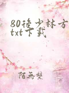 80后少林方丈txt下载