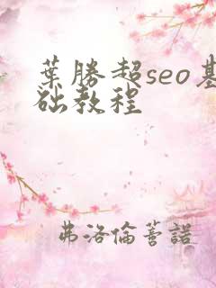 叶胜超seo基础教程