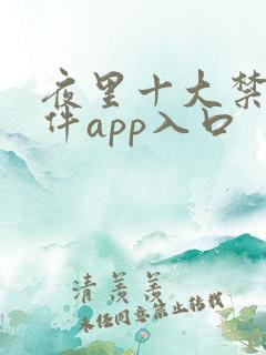 夜里十大禁用软件app入口