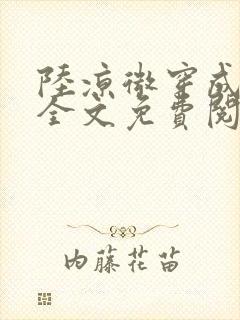 陆凉微穿成女配全文免费阅读