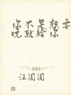 你不是想要吗今晚就给你