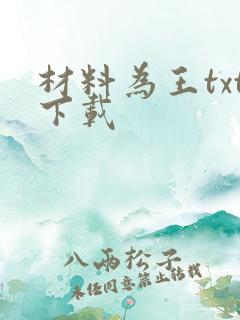 材料为王txt下载