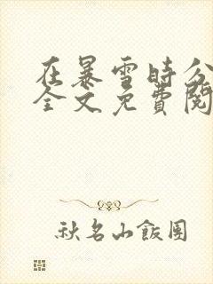 在暴雪时分小说全文免费阅读