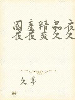 国产精品夜夜春夜夜爽久久小说