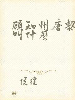 顾知州唐黎书名叫什么