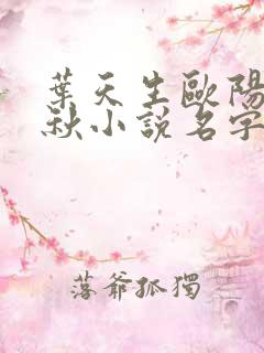 叶天生欧阳欣忆秋小说名字