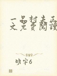 一品村夫正版全文免费阅读