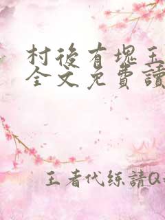 村后有块玉米地全文免费读