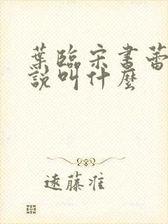 叶临宋书蕾的小说叫什么