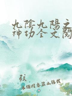 九阴九阳之阴阳神功全文阅读