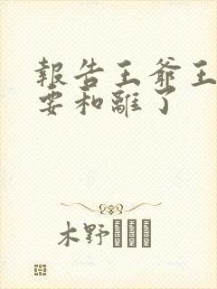 报告王爷王妃又要和离了