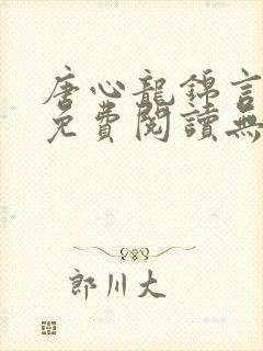 唐心龙锦言小说免费阅读无弹窗