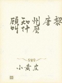 顾知州唐黎书名叫什么