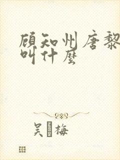 顾知州唐黎书名叫什么