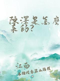 陈泽是怎么火起来的?