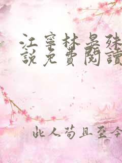 江宁林晏殊的小说免费阅读