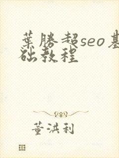 叶胜超seo基础教程