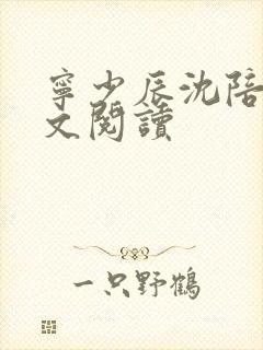 宁少辰沈陪一全文阅读