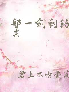 那一剑刺的太温柔