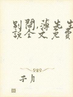 别闹,薄先生小说全文免费阅读