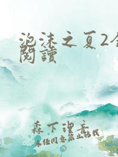 泡沫之夏2全文阅读