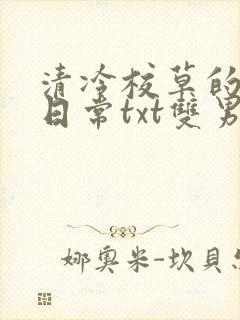 清冷校草的抹布日常txt双男主