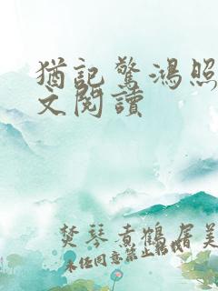 犹记惊鸿照影全文阅读