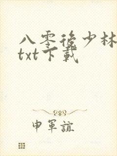 八零后少林方丈txt下载