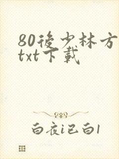 80后少林方丈txt下载