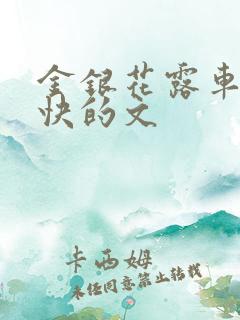 金银花露车速最快的文