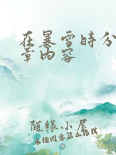在暴雪时分54章内容