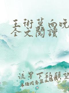 王术莫向晚小说全文阅读