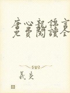 唐心龙锦言小说免费阅读全文