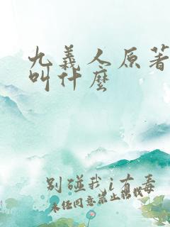 九义人原著小说叫什么