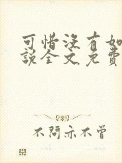 可惜没有如果小说全文免费阅读