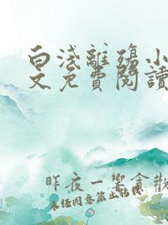 白浅离殇小说全文免费阅读