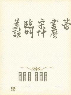 叶临宋书蕾的小说叫什么