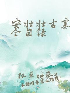 安壮壮古寨情缘全目录