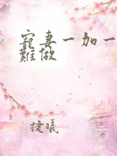 宠妻一加一老婆难做