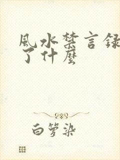 风水禁言录 写了什么