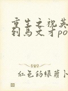 重生之祝英台遇到马文才po