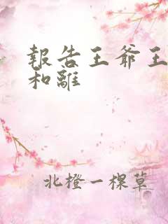 报告王爷王妃要和离