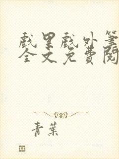 戏里戏外笔趣阁全文免费阅读